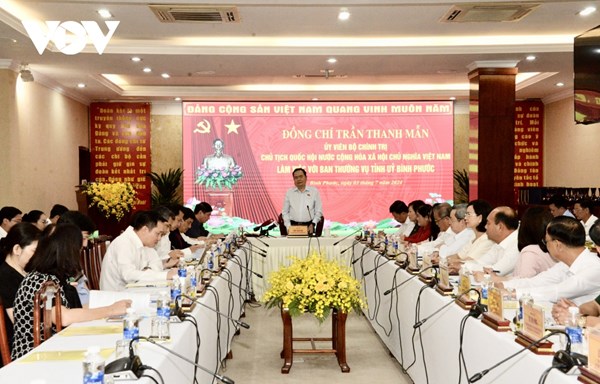 Chủ tịch Quốc hội Trần Thanh Mẫn làm việc với Ban Thường vụ tỉnh ủy Bình Phước