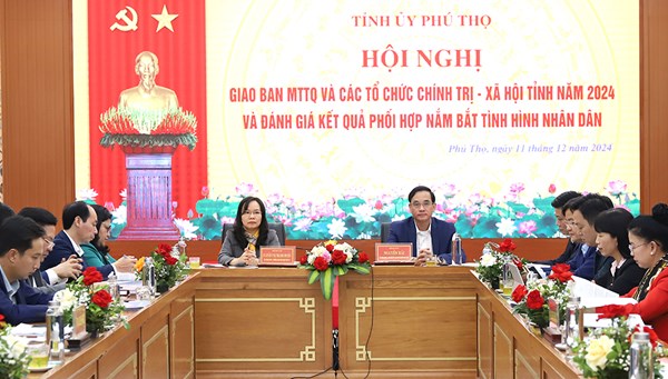 Phú Thọ: Giao ban Mặt trận Tổ quốc và các tổ chức chính trị- xã hội tỉnh năm 2024