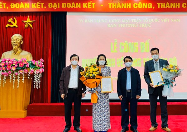 UBTƯ MTTQ Việt Nam bổ nhiệm hai Phó Trưởng ban Tổ chức - Cán bộ