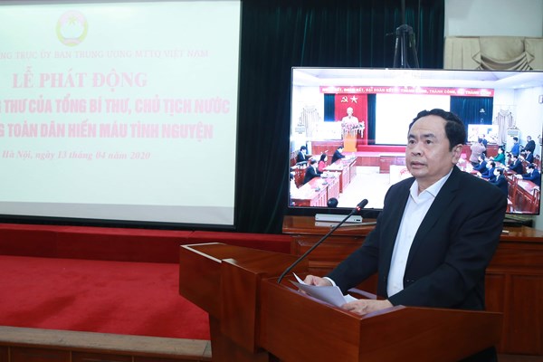 UBTƯ MTTQ Việt Nam phát động toàn dân hiến máu tình nguyện