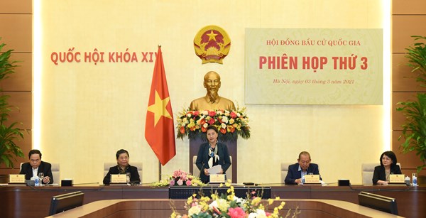 Chủ tịch UBTƯ MTTQ Việt Nam Trần Thanh Mẫn dự phiên họp thứ 3 của Hội đồng Bầu cử quốc gia 