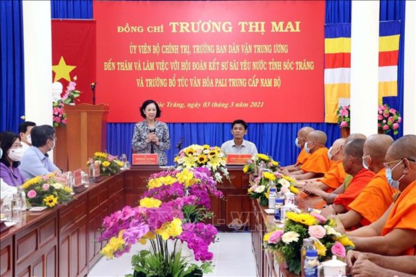 Trưởng Ban Dân vận Trung ương thăm Hội Đoàn kết sư sãi yêu nước tỉnh Sóc Trăng 