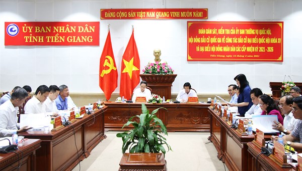 Phó Chủ tịch Thường trực Quốc hội Trần Thanh Mẫn kiểm tra công tác chuẩn bị bầu cử tại tỉnh Tiền Giang  