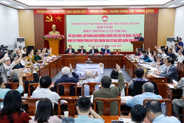 Đoàn Chủ tịch UBTƯ MTTQ Việt Nam tổ chức Hội nghị hiệp thương lần thứ ba: Thông qua danh sách 205 người ứng cử đại biểu Quốc hội khóa XV