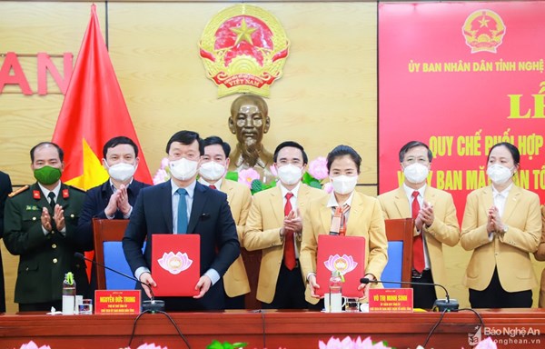 Ký kết quy chế phối hợp giai đoạn 2022 - 2026 giữa UBND và Ủy ban MTTQ Việt Nam tỉnh Nghệ An