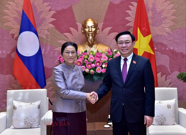 Chủ tịch Quốc hội Vương Đình Huệ tiếp Phó Chủ tịch Nước Cộng hoà Dân chủ Nhân dân Lào 