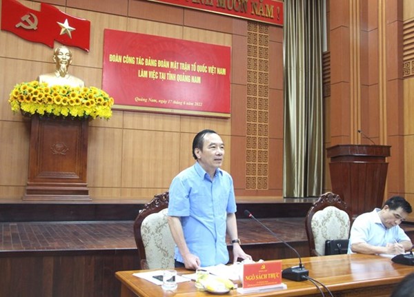 Phó Chủ tịch Ngô Sách Thực kiểm tra, khảo sát công tác tôn giáo tại tỉnh Quảng Nam