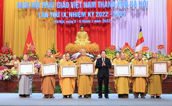Phó Chủ tịch - Tổng Thư ký Lê Tiến Châu dự Đại hội đại biểu Giáo hội Phật giáo Việt Nam thành phố Hà Nội lần thứ IX