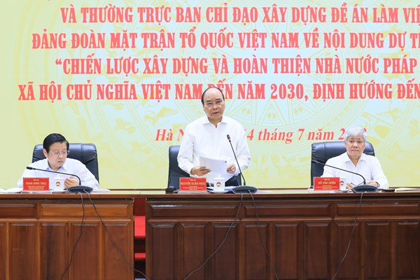 Chủ tịch nước Nguyễn Xuân Phúc làm việc với Đảng đoàn MTTQ Việt Nam về Đề án Nhà nước pháp quyền XHCN