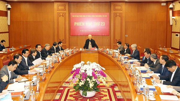 Tổng Bí thư Nguyễn Phú Trọng chủ trì Phiên họp thứ 23 của Ban Chỉ đạo Trung ương về phòng, chống tham nhũng, tiêu cực