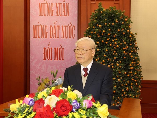 Tổng Bí thư Nguyễn Phú Trọng chúc Tết các đồng chí lãnh đạo, nguyên lãnh đạo Đảng, Nhà nước, MTTQ Việt Nam