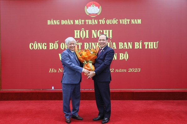 Đồng chí Hoàng Công Thủy được điều động, chỉ định tham gia Đảng đoàn MTTQ Việt Nam