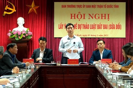 Ủy ban MTTQ tỉnh Thái Bình tổ chức Hội nghị lấy ý kiến về dự thảo Luật Đất đai (sửa đổi)