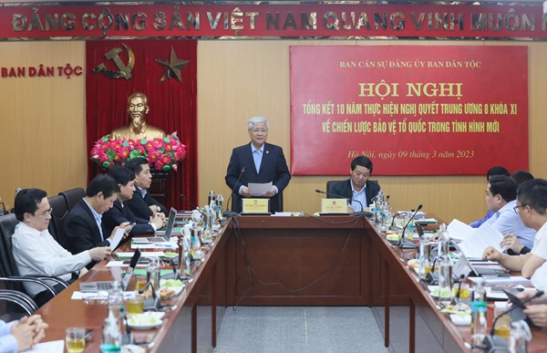 Chủ tịch Đỗ Văn Chiến dự Hội nghị tổng kết 10 năm thực hiện Nghị quyết Trung ương 8 (khóa XI) tại Ủy ban Dân tộc