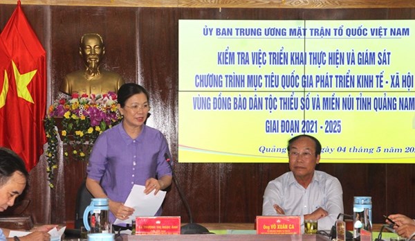 Phó Chủ tịch Trương Thị Ngọc Ánh kiểm tra việc triển khai Chương trình mục tiêu quốc gia tại Quảng Nam