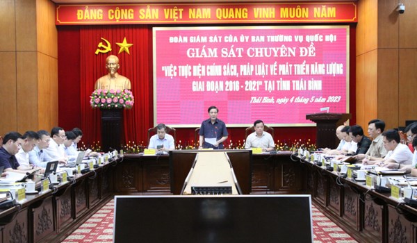 Đoàn giám sát của Ủy ban Thường vụ Quốc hội làm việc với UBND tỉnh Thái Bình