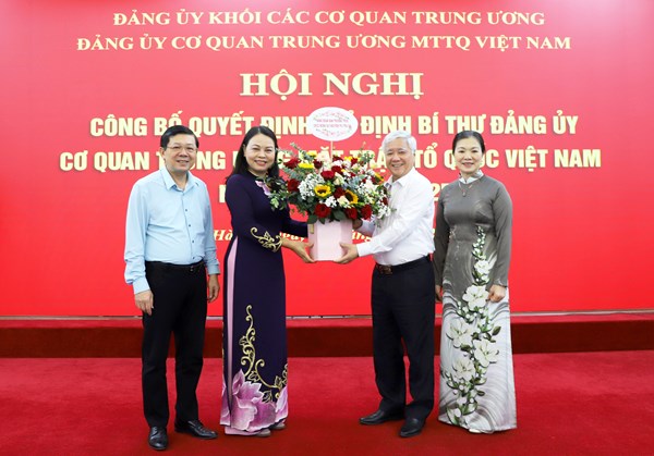 Bà Nguyễn Thị Thu Hà được chỉ định giữ chức Bí thư Đảng ủy Cơ quan Trung ương MTTQ Việt Nam