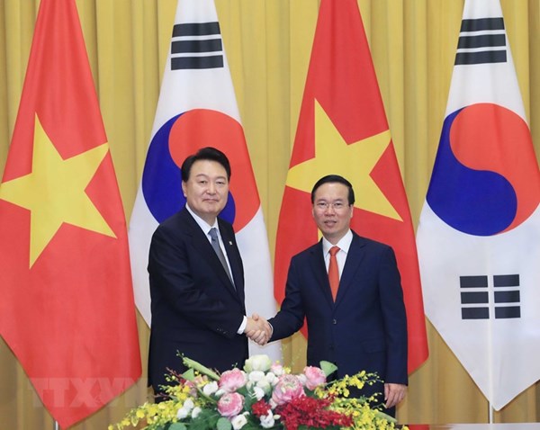 Chủ tịch nước Võ Văn Thưởng chủ trì đón và hội đàm với Tổng thống Hàn Quốc Yoon Suk Yeol