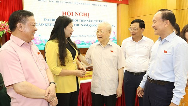 Tổng Bí thư Nguyễn Phú Trọng tiếp xúc cử tri tại Hà Nội sau Kỳ họp thứ 5, Quốc hội khóa XV