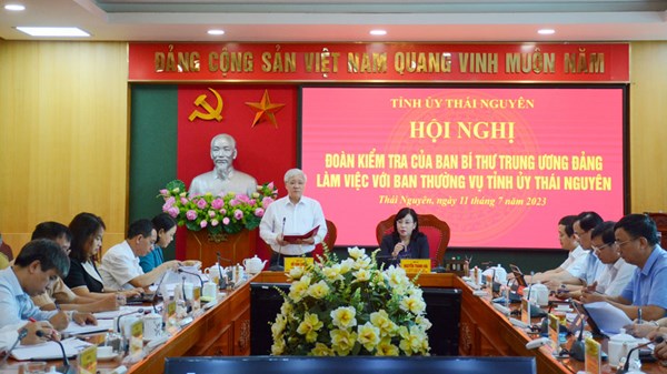 Đoàn kiểm tra của Ban Bí thư do Chủ tịch Đỗ Văn Chiến làm trưởng đoàn làm việc tại Thái Nguyên