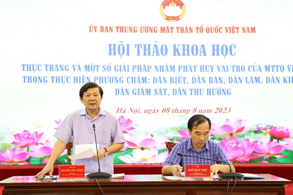 Thực trạng và giải pháp nhằm phát huy vai trò của MTTQ Việt Nam trong thực hiện phương châm: Dân biết, dân bàn, dân làm, dân kiểm tra, dân giám sát, dân thụ hưởng