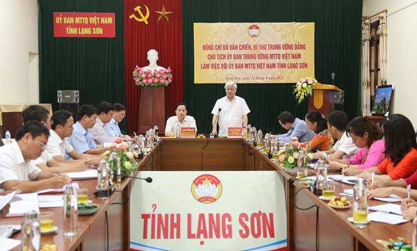 Chủ tịch Ủy ban Trung ương MTTQ Việt Nam làm việc với Ủy ban MTTQ tỉnh Lạng Sơn
