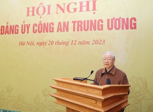 Tổng Bí thư Nguyễn Phú Trọng dự Hội nghị đánh giá kết quả lãnh đạo thực hiện nhiệm vụ chính trị của Đảng ủy Công an Trung ương