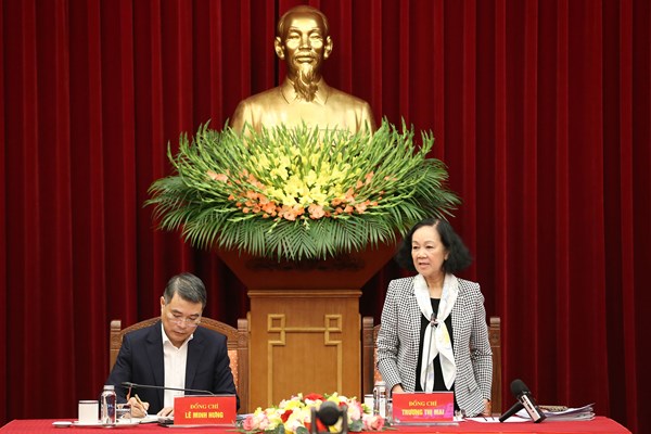 Thường trực Ban Bí thư Trương Thị Mai chủ trì Hội nghị giao ban công tác năm 2023 với bí thư tỉnh ủy, thành ủy trực thuộc Trung ương
