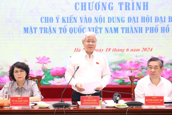 Chủ tịch Đỗ Văn Chiến cho ý kiến vào nội dung văn kiện trình Đại hội đại biểu MTTQ Việt Nam thành phố Hồ Chí Minh lần thứ XII, nhiệm kỳ 2024-2029