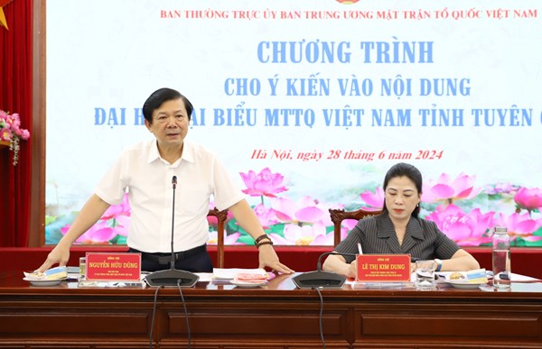 Phó Chủ tịch Nguyễn Hữu Dũng cho ý kiến vào nội dung Đại hội đại biểu MTTQ Việt Nam tỉnh Tuyên Quang lần thứ XV, nhiệm kỳ 2024-2029