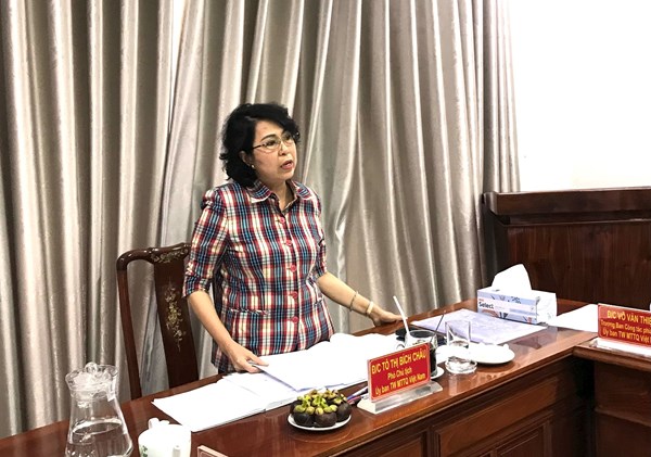 Phó Chủ tịch Tô Thị Bích Châu cho ý kiến về nội dung Đại hội MTTQ Việt Nam tỉnh Trà Vinh và Vĩnh Long
