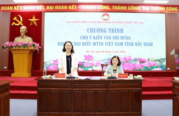 Phó Chủ tịch - Tổng Thư ký Nguyễn Thị Thu Hà cho ý kiến nội dung Đại hội đại biểu MTTQ Việt Nam tỉnh Bắc Ninh lần thứ XIV, nhiệm kỳ 2024-2029