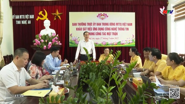 Phó Chủ tịch Phùng Khánh Tài khảo sát việc ứng dụng công nghệ số tại Mặt trận tỉnh Nghệ An