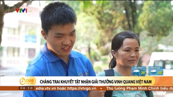 Alo Chào buổi sáng - VTV1 - 27/09/2022 - Chàng trai khuyết tật nhận giải thưởng Vinh quang Việt Nam