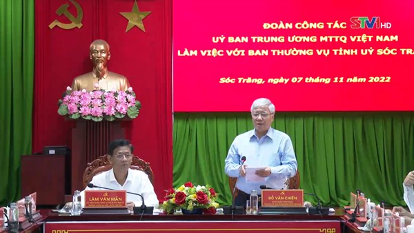 Chủ tịch UBTW MTTQ Việt Nam Đỗ Văn Chiến làm việc tại tỉnh Sóc Trăng