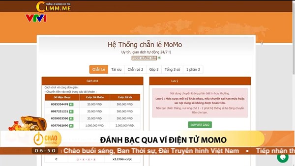 Alo Chào buổi sáng - VTV1 - 06/11/2023 - Đánh bạc qua ví điện tử MoMo