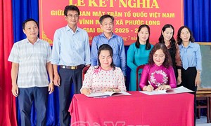 Cà Mau: Lễ kết nghĩa giữa Uỷ ban MTTQ Việt Nam xã Vĩnh Mỹ và Phước Long 
