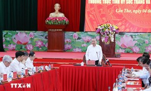 Phát biểu của Tổng Bí thư Tô Lâm tại buổi làm việc với Ban Thường vụ Thành ủy Cần Thơ, Thường trực Tỉnh ủy Sóc Trăng và Thường trực Tỉnh ủy Hậu Giang 