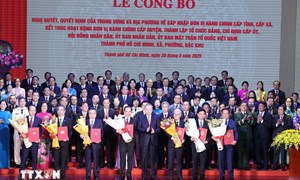 Tổng Bí thư Tô Lâm dự Lễ công bố Nghị quyết, quyết định thành lập Thành phố, Đảng bộ và lãnh đạo Thành phố Hồ Chí Minh 