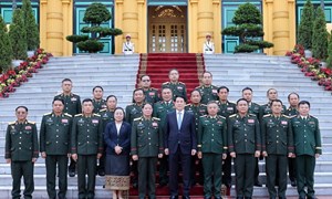 Chủ tịch nước Lương Cường tiếp Chủ nhiệm Tổng cục Chính trị Quân đội nhân dân Lào