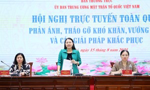 Ban Thường trực UBTƯ MTTQ Việt Nam lắng nghe những khó khăn, vướng mắc và các giải pháp khắc phục trong việc sắp xếp, tinh gọn tổ chức bộ máy