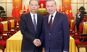 Tổng Bí thư Tô Lâm tiếp Ủy viên Trưởng Nhân đại toàn quốc Trung Quốc Triệu Lạc Tế