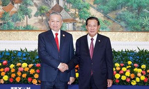 Tổng Bí thư Tô Lâm hội kiến Samdech Techo Hun Sen 