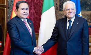 Chủ tịch Quốc hội Trần Thanh Mẫn hội kiến Tổng thống Italia Sergio Mattarella