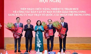 Đảng ủy MTTQ, các đoàn thể Trung ương tiếp nhận chức năng, nhiệm vụ tham mưu về công tác dân vận từ Ban Tuyên giáo Trung ương