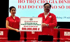 Trung ương Hội Chữ thập đỏ Việt Nam hỗ trợ người dân vùng lũ Nghệ An