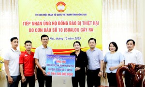 Đồng Nai: Ủy ban MTTQ Việt Nam tỉnh tiếp nhận trên 45 tỷ đồng ủng hộ đồng bào khắc phục hậu quả thiên tai