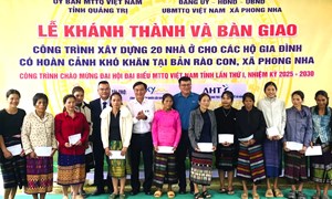 Quảng Trị: Khánh thành, bàn giao 20 nhà ở cho các gia đình hoàn cảnh khó khăn tại bản Rào Con
