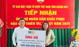 Khánh Hòa: Ủy ban MTTQ Việt Nam tỉnh tiếp nhận 580 triệu đồng ủng hộ Nhân dân khắc phục hậu quả mưa lũ