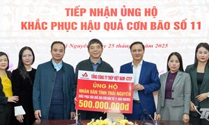 Thái Nguyên: Ủy ban MTTQ Việt Nam tỉnh tiếp nhận 500 triệu đồng khắc phục hậu quả mưa lũ 